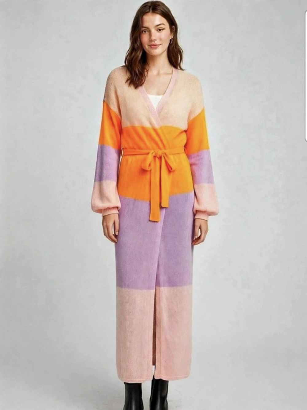 Storia Color Block Cardigan in Orange & Pink Size NWT
